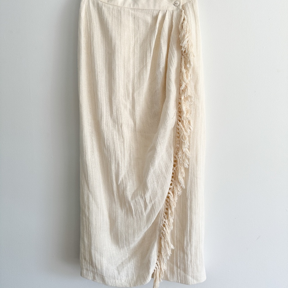 Vintage Summer Wrap Skirt with Fringe detail